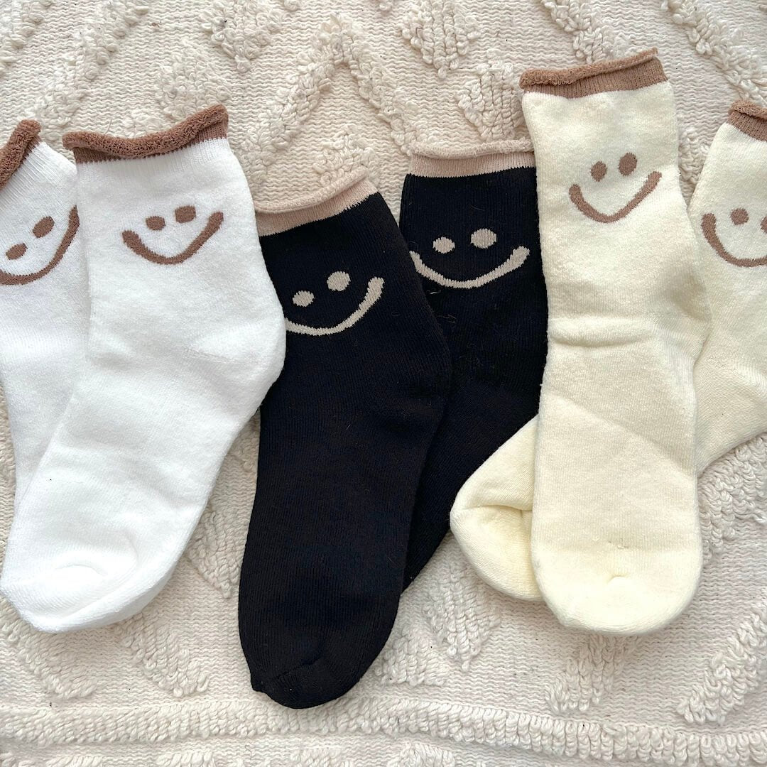 Sokken met geborduurde smiley 5