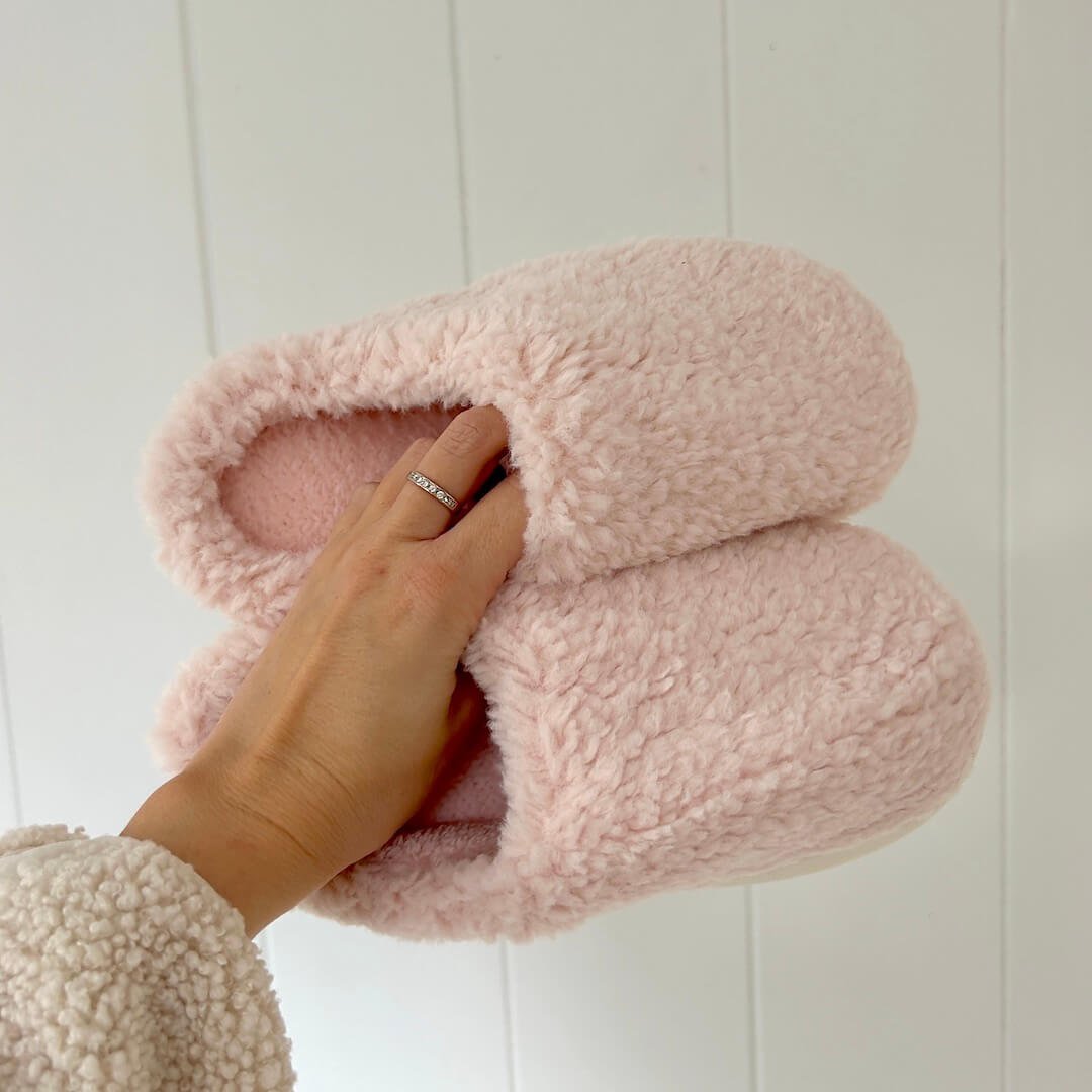 Effen pluche sloffen 3