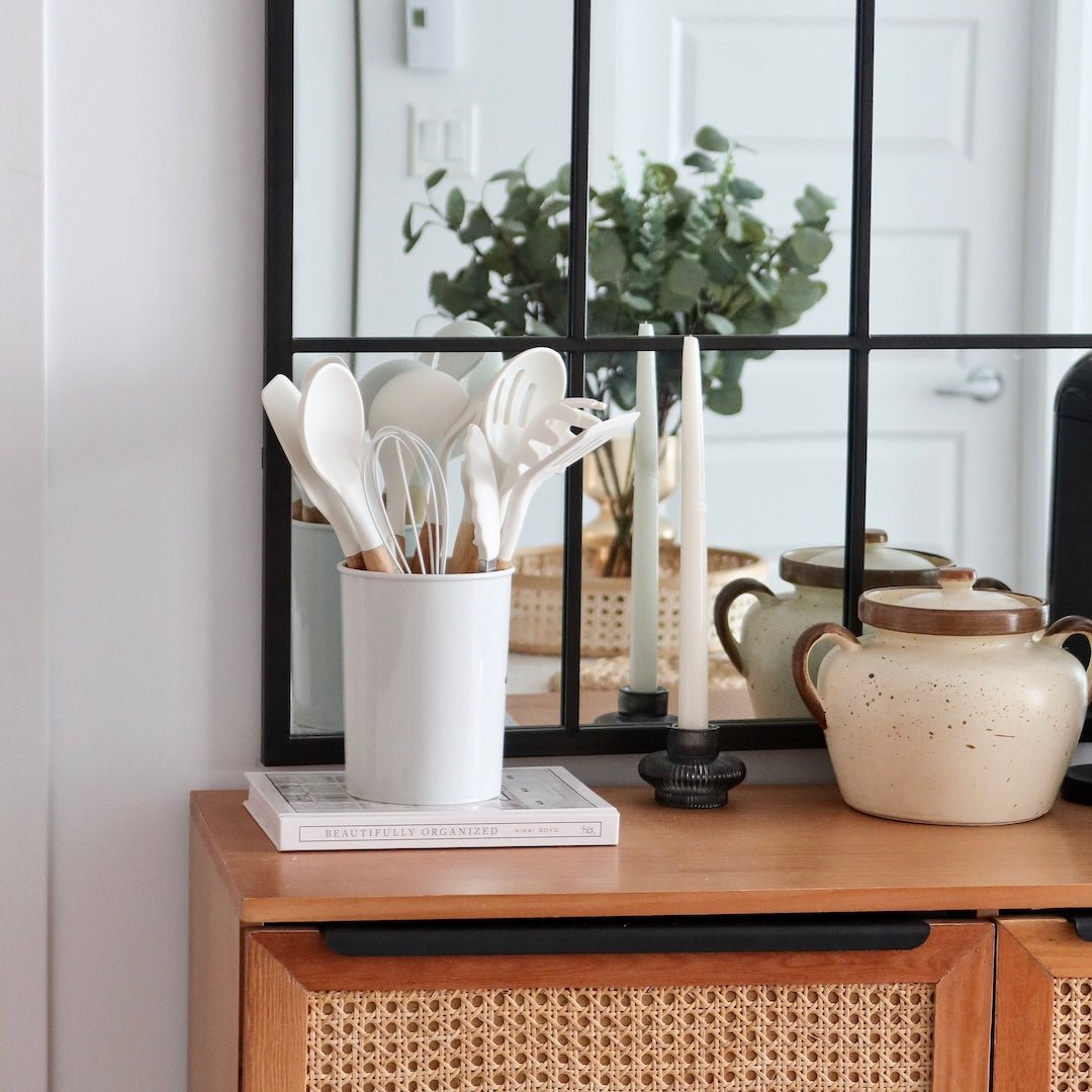Siliconen keukengerei met houten steel 9