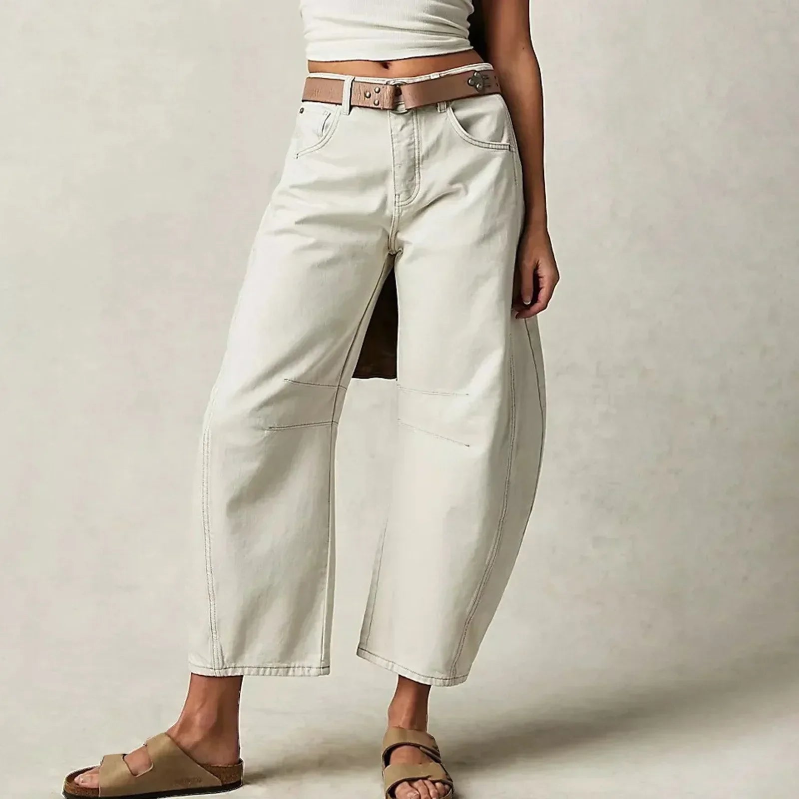 Jeans met rechte pijpen | Losse pasvorm | Vervaagde look | Baggy-jeans | Damesjeans-Boutique Moda
