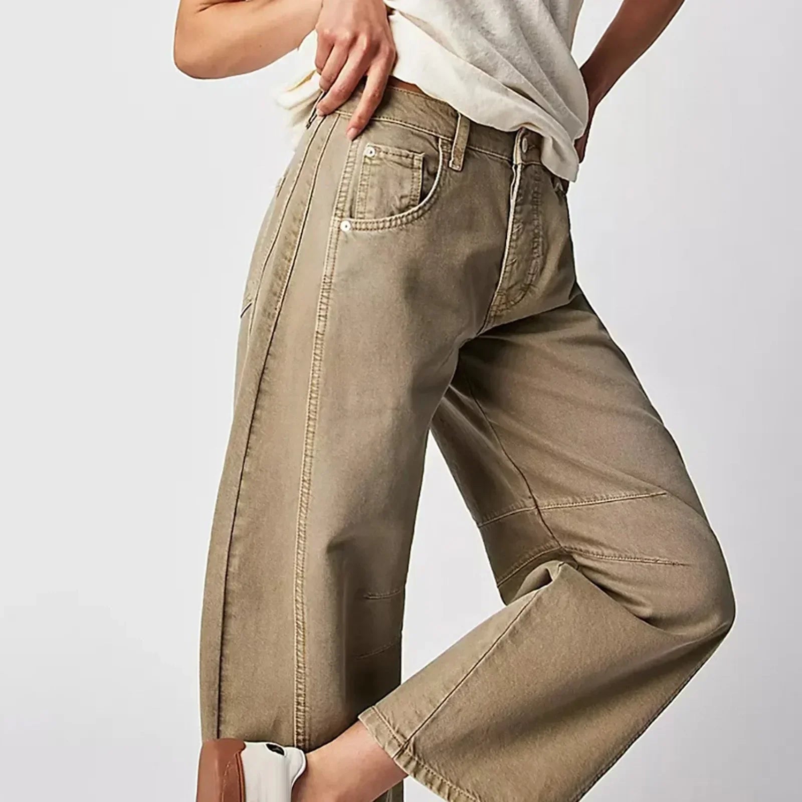 Jeans met rechte pijpen | Losse pasvorm | Vervaagde look | Baggy-jeans | Damesjeans-Boutique Moda