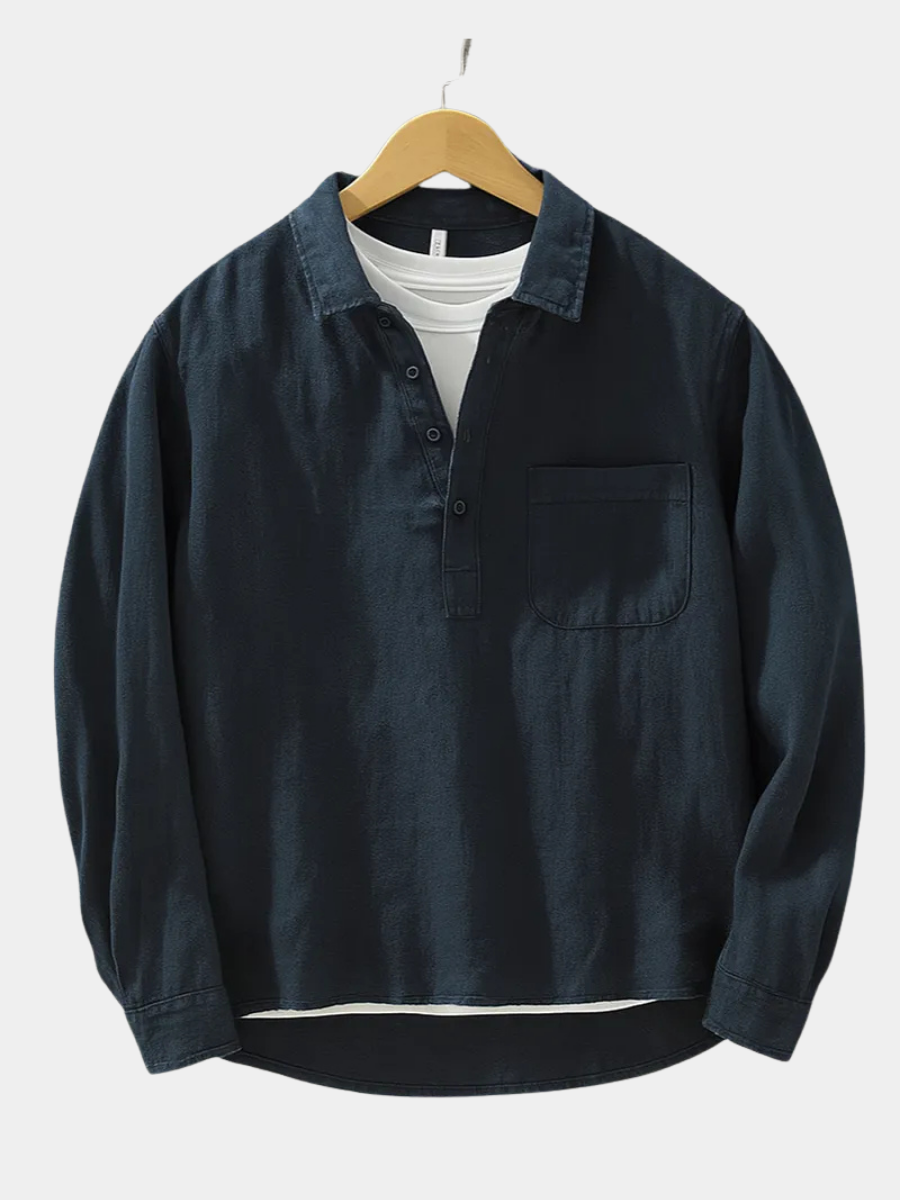 Jeanshemd | Met kraag | Knoopsluiting aan de hals | Hemd met lange mouwen | Herenhemd-Boutique Moda