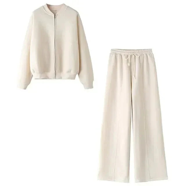 Joggingpak | Wijde pijpen | Ritssluiting | Loungewear-set | Trainingspak voor dames-Boutique Moda