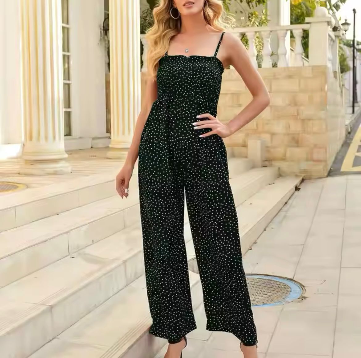 Jumpsuit met stippen – Jumpsuit met wijde broek voor dames voor de zomer-Boutique Moda