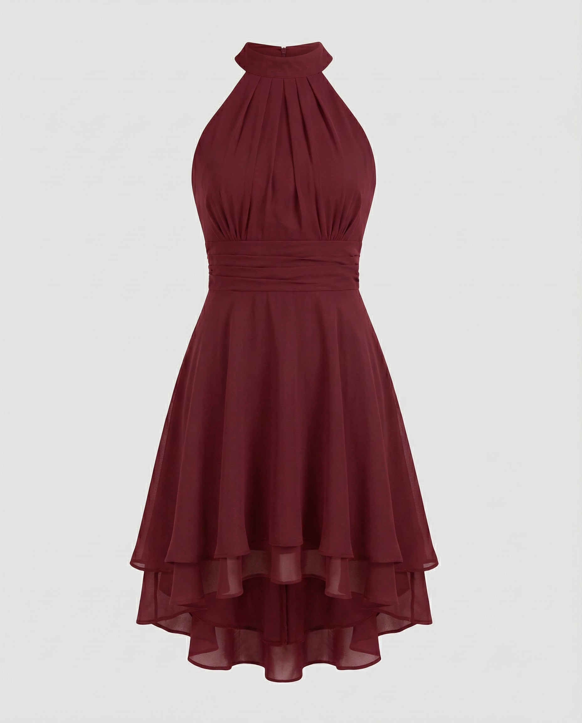 Jurk met halternek - Elegante, knielange chiffonjurk-Boutique Moda