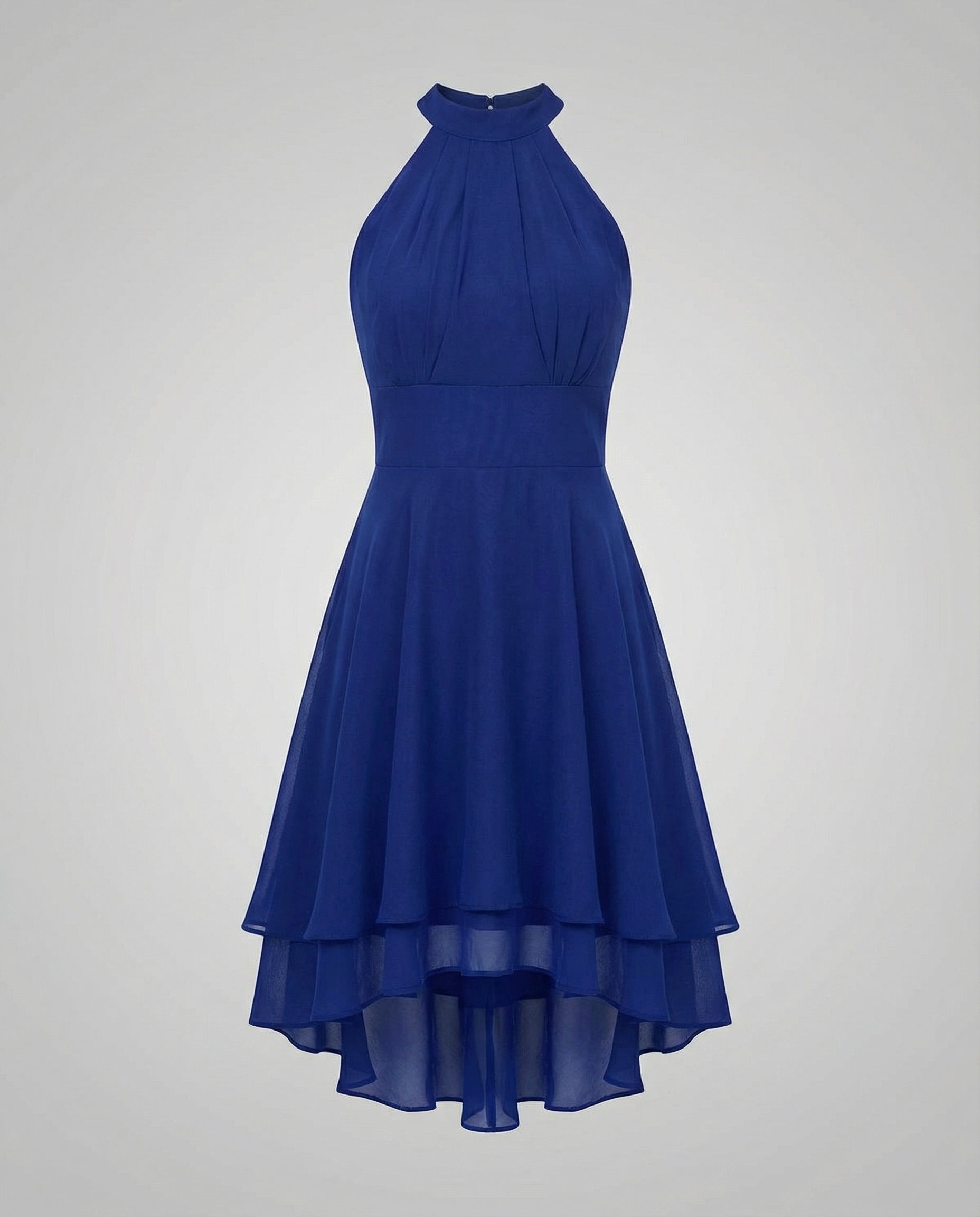 Jurk met halternek - Elegante, knielange chiffonjurk-Boutique Moda