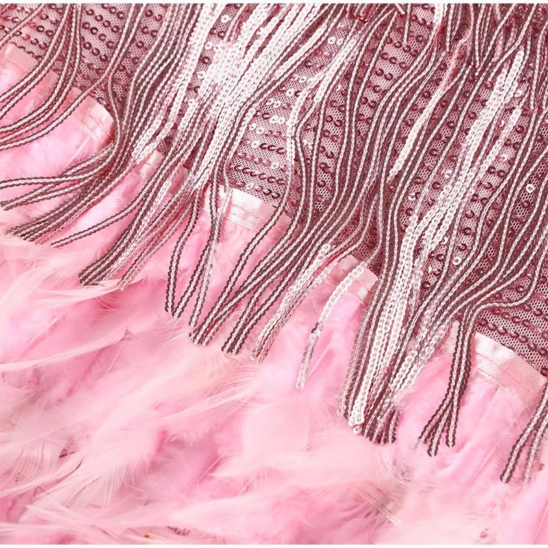 Jurk met kwastjes - Mini - Spaghettibandjes - Jurk met pailletten - Feestjurk-Boutique Moda