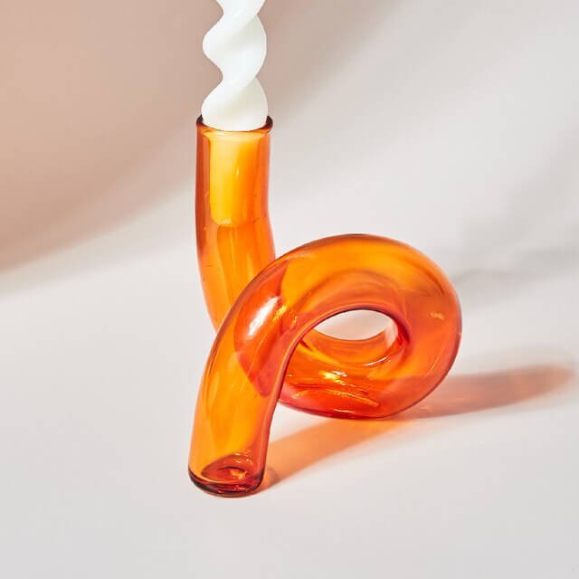 Kaarsenhouder Glas | Gedraaid Gekleurd | Voor Dinerkaarsen-Boutique Moda