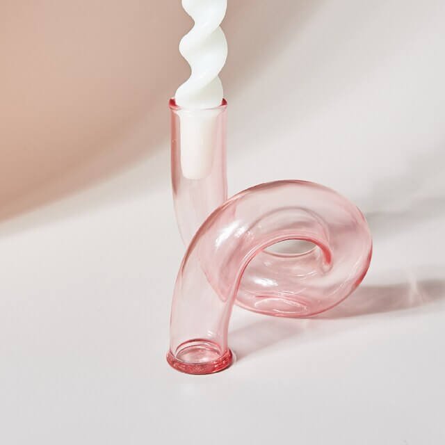 Kaarsenhouder Glas | Gedraaid Gekleurd | Voor Dinerkaarsen-Boutique Moda