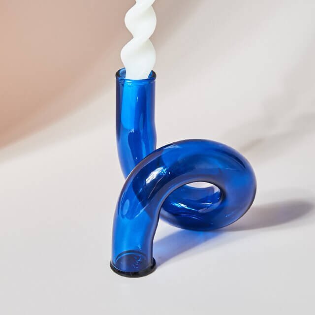 Kaarsenhouder Glas | Gedraaid Gekleurd | Voor Dinerkaarsen-Boutique Moda