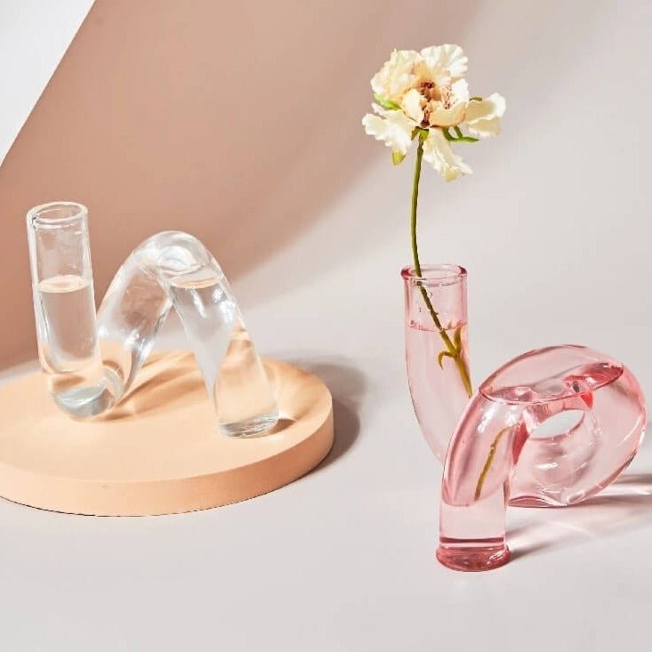 Kaarsenhouder Glas | Gedraaid Gekleurd | Voor Dinerkaarsen-Boutique Moda