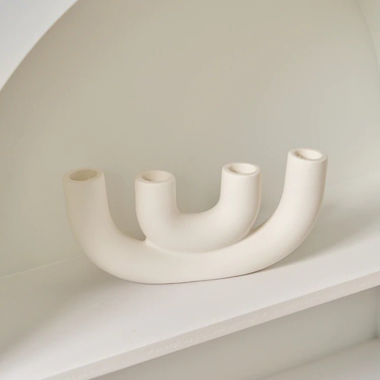 Kandelaar | Keramiek Wit | Dinerkaarsen Scandinavisch Design-Boutique Moda