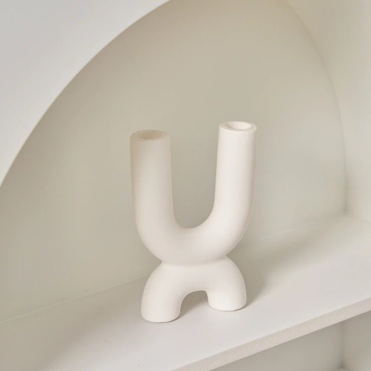Kandelaar | Keramiek Wit | Dinerkaarsen Scandinavisch Design-Boutique Moda