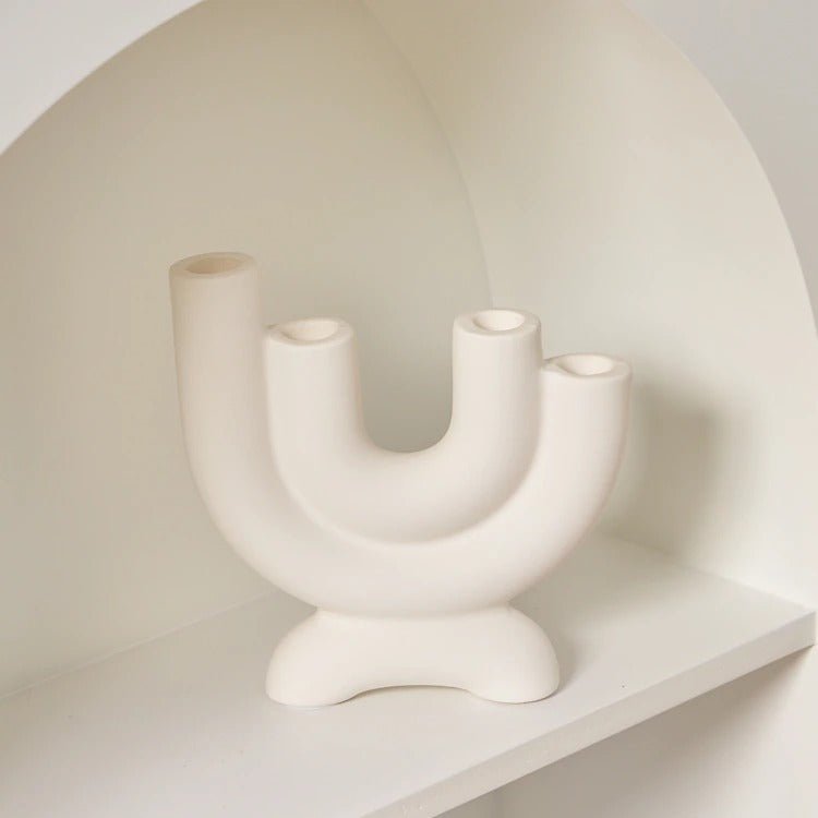 Kandelaar | Keramiek Wit | Dinerkaarsen Scandinavisch Design-Boutique Moda