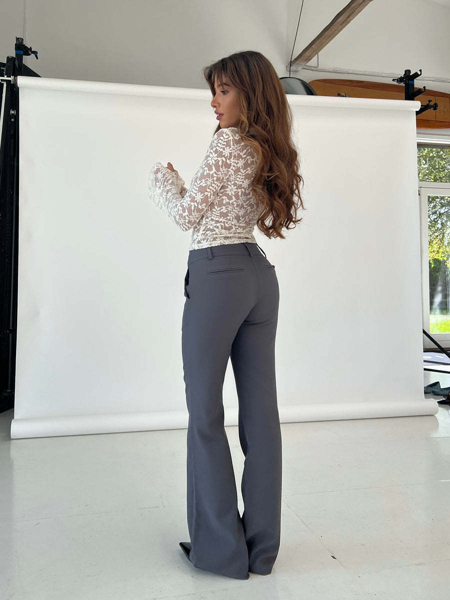 Kanten Blouse - Klokmouw V-Hals Lange Mouw Kanten Top-Boutique Moda