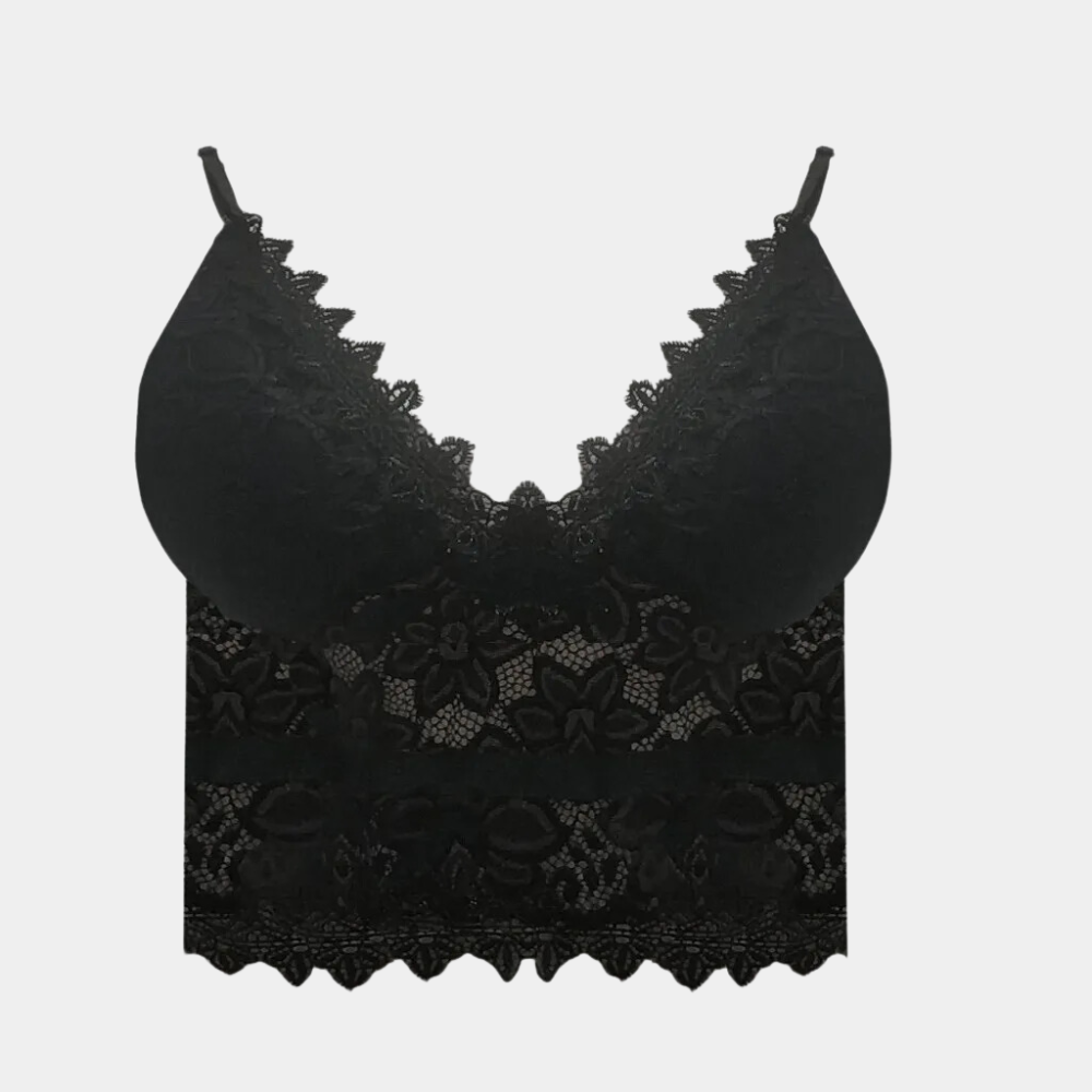 Kanten top - Dames crop top met spaghettibandjes en V-hals voor de zomer-Boutique Moda