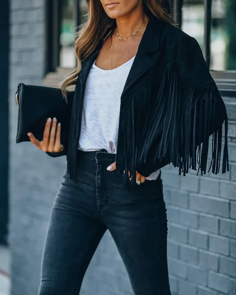 Kelly Tassel Jacket | Geef je outfit wat extra's met dit trendy kwastenjasje.-Boutique Moda