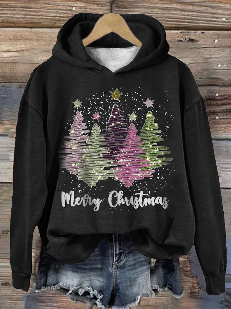 Kerst Hoodie - Vrouwen Loose Fit Kerstboom Pullover Sweatshirt-Boutique Moda