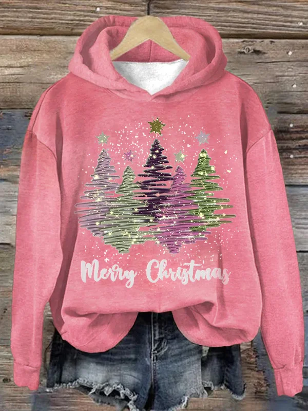 Kerst Hoodie - Vrouwen Loose Fit Kerstboom Pullover Sweatshirt-Boutique Moda