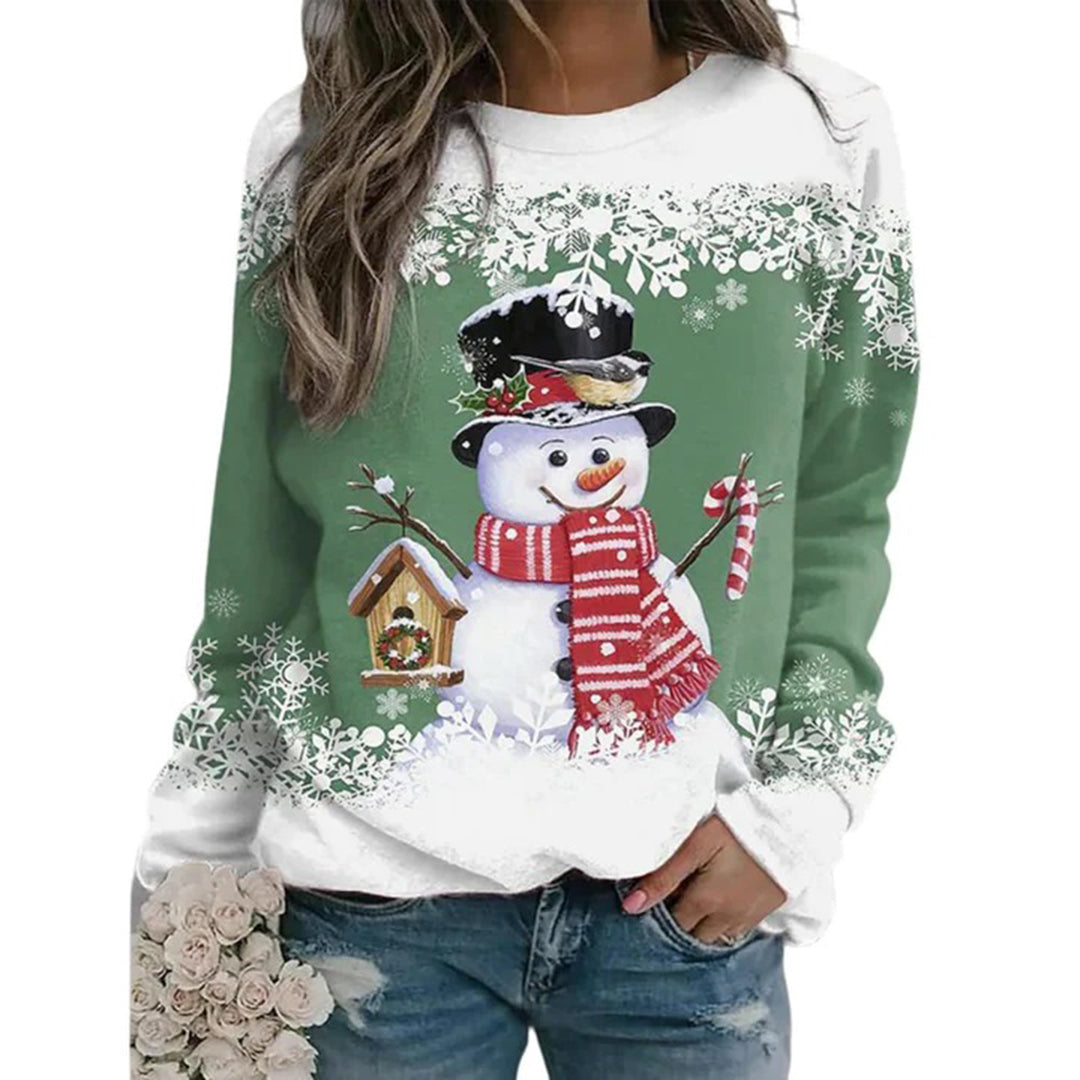 Kersttrui - Dames Sweatshirt met lange mouwen en losse kersttrui-Boutique Moda