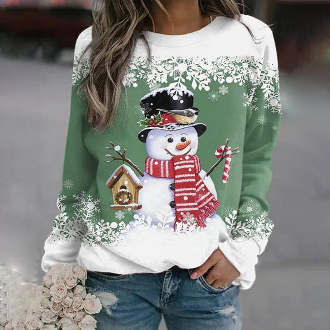 Kersttrui - Dames Sweatshirt met lange mouwen en losse kersttrui-Boutique Moda