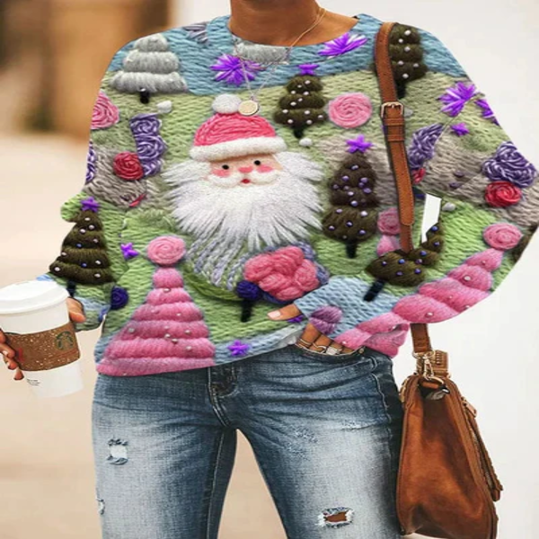 Kersttrui - Gebreide Loose Fit Grappige Kersttrui voor dames-Boutique Moda