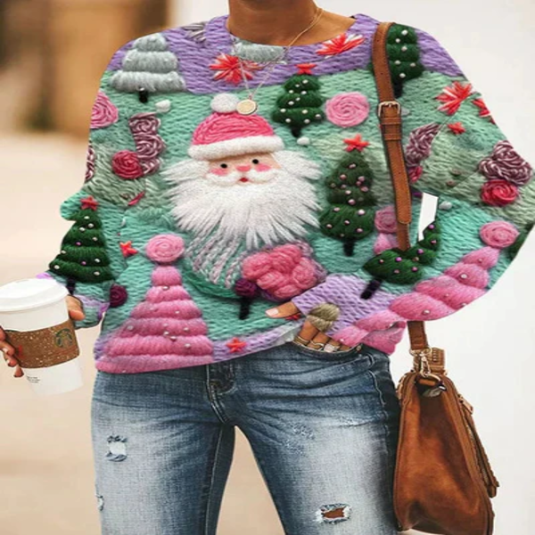 Kersttrui - Gebreide Loose Fit Grappige Kersttrui voor dames-Boutique Moda