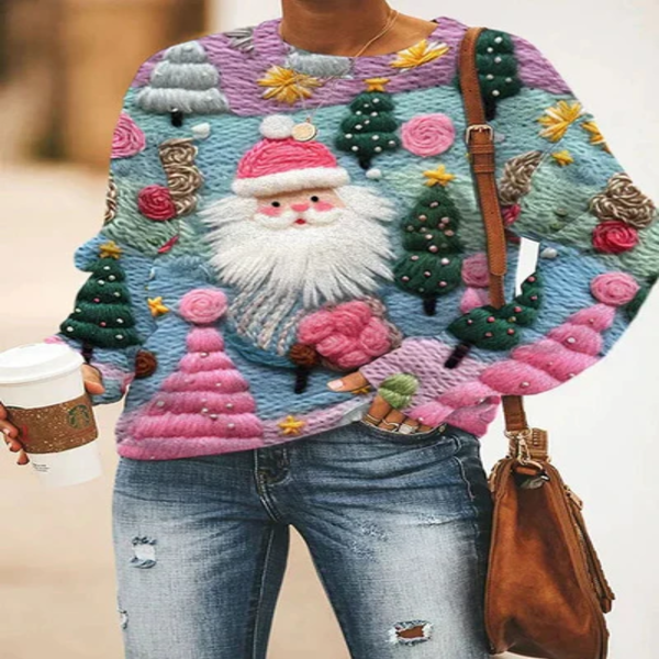 Kersttrui - Gebreide Loose Fit Grappige Kersttrui voor dames-Boutique Moda