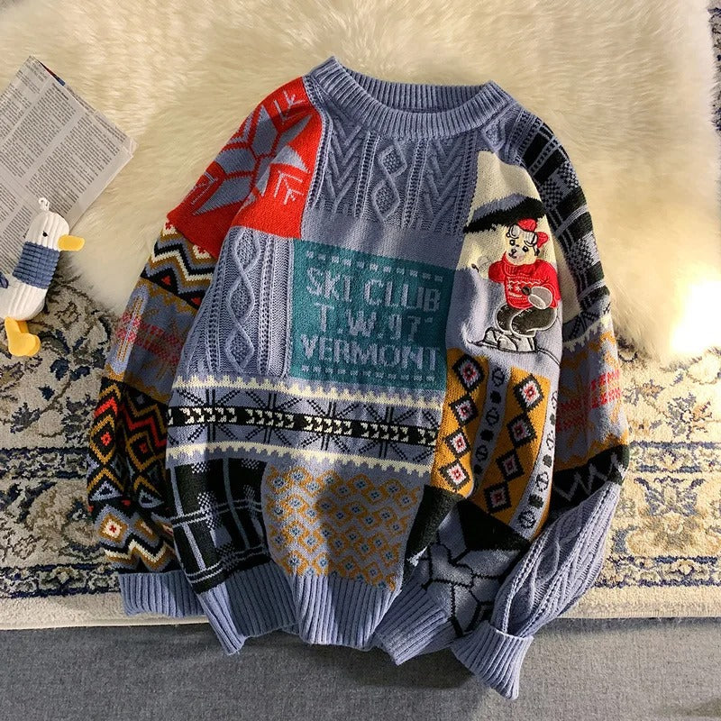 Kersttrui - Knusse Loose Fit Gebreide Kerst Trui-Boutique Moda