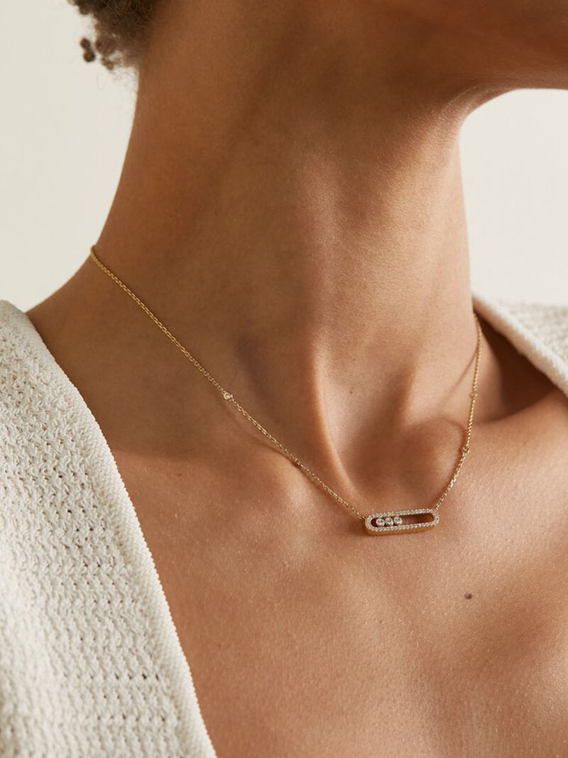 Ketting Dames | Minimalistische Staafketting met Zirkonia Steentjes-Boutique Moda