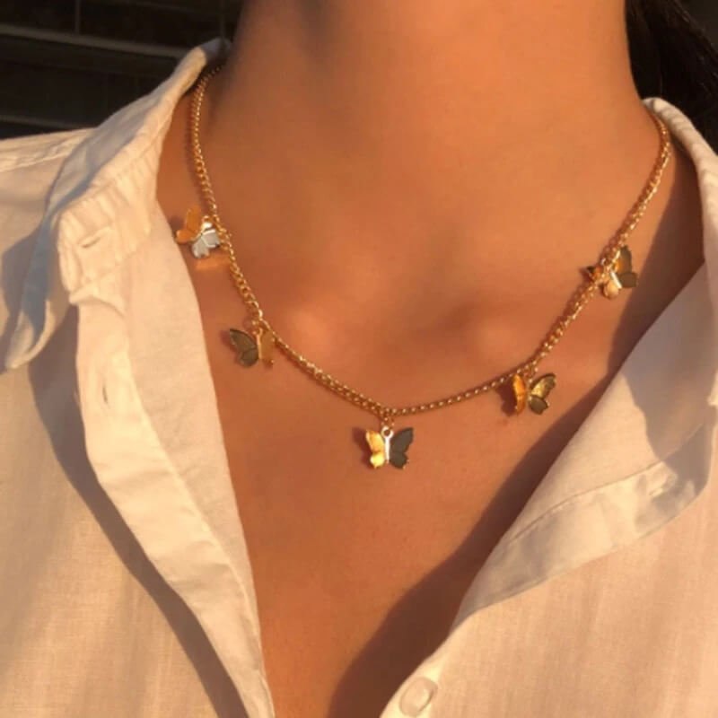 Ketting Dames | Vlinder Hanger | Verguld Goudkleurig Fijn-Boutique Moda
