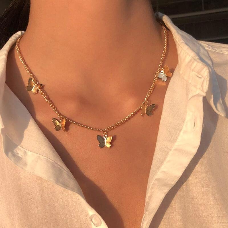 Ketting Dames | Vlinder Hanger | Verguld Goudkleurig Fijn-Boutique Moda