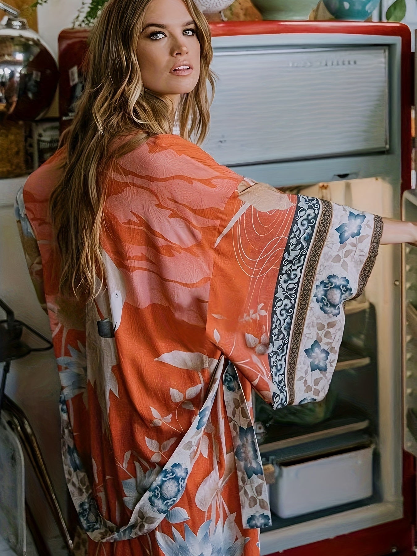 Kimono - Lang - Open Front - Boho Kimono - Strand Cover-Up-Boutique Moda