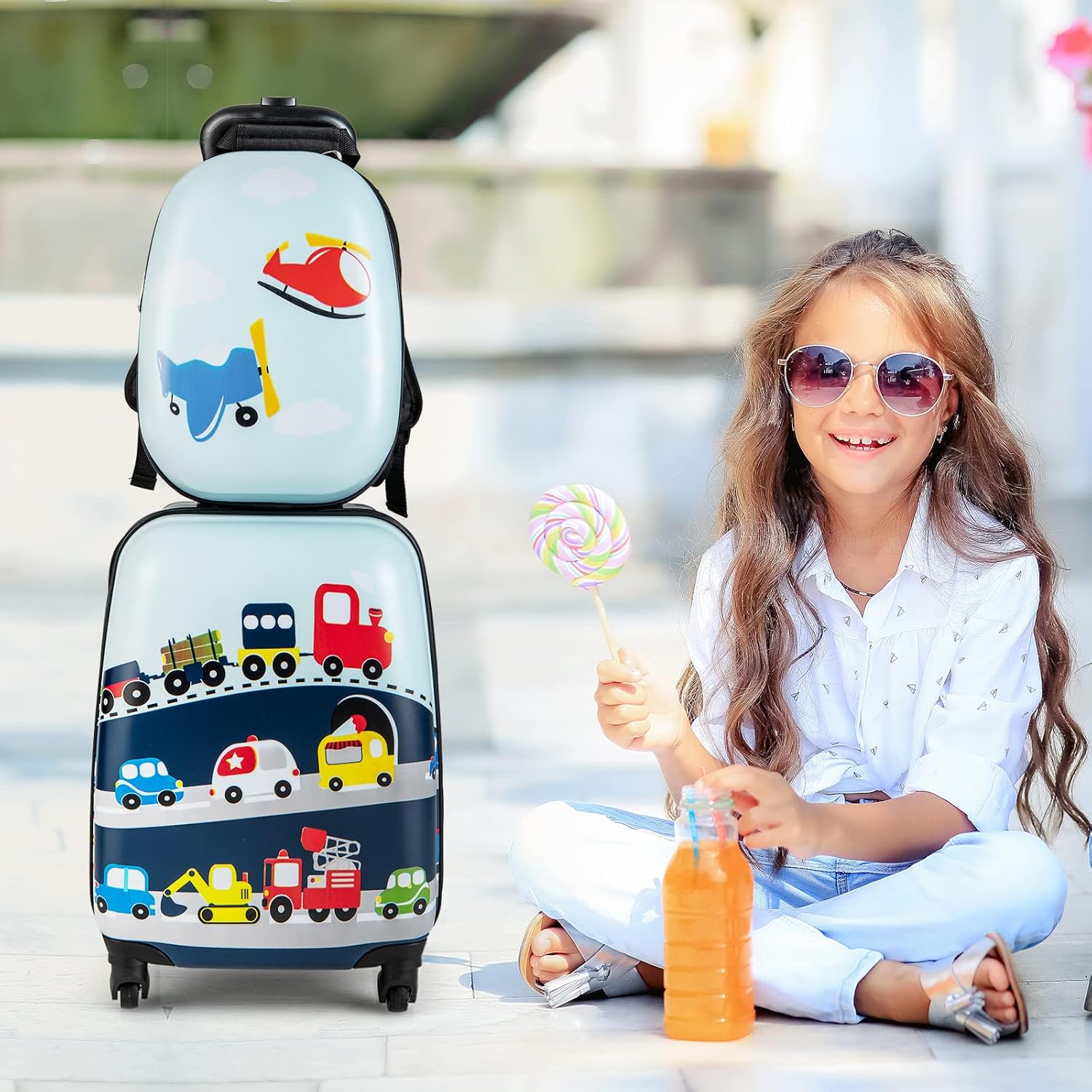 Kinderkoffer met Rugzak | Harde Schaal | 360 Graden Wielen-Boutique Moda