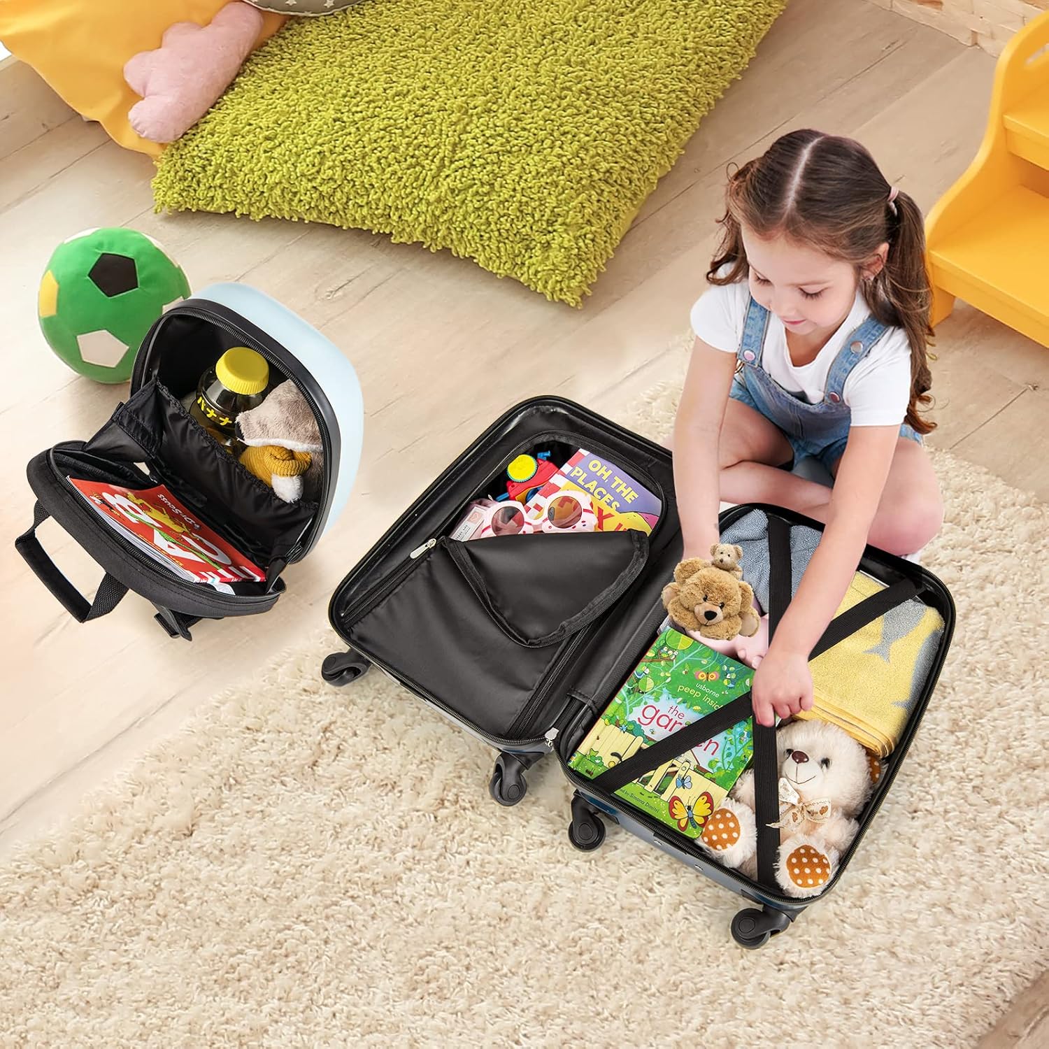Kinderkoffer met Rugzak | Harde Schaal | 360 Graden Wielen-Boutique Moda