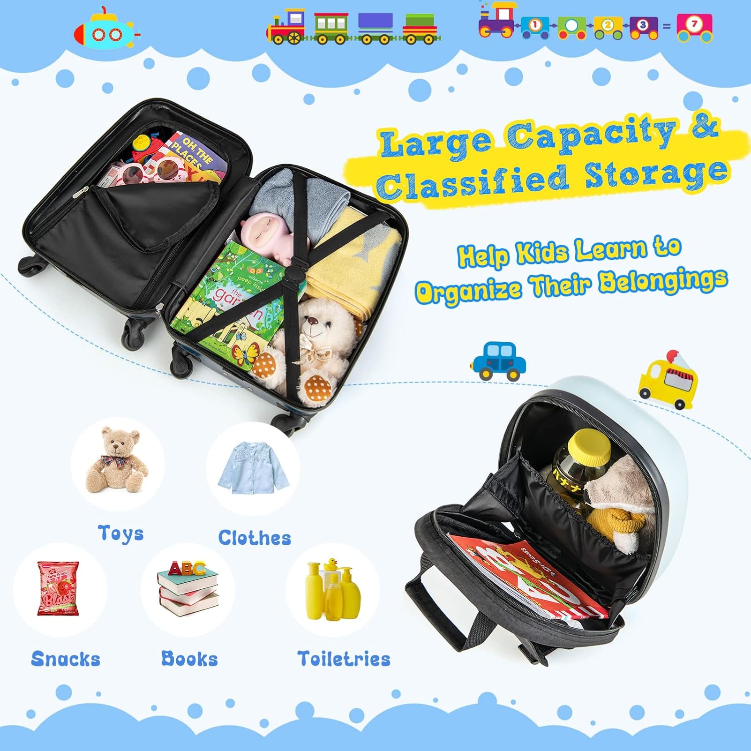 Kinderkoffer met Rugzak | Harde Schaal | 360 Graden Wielen-Boutique Moda