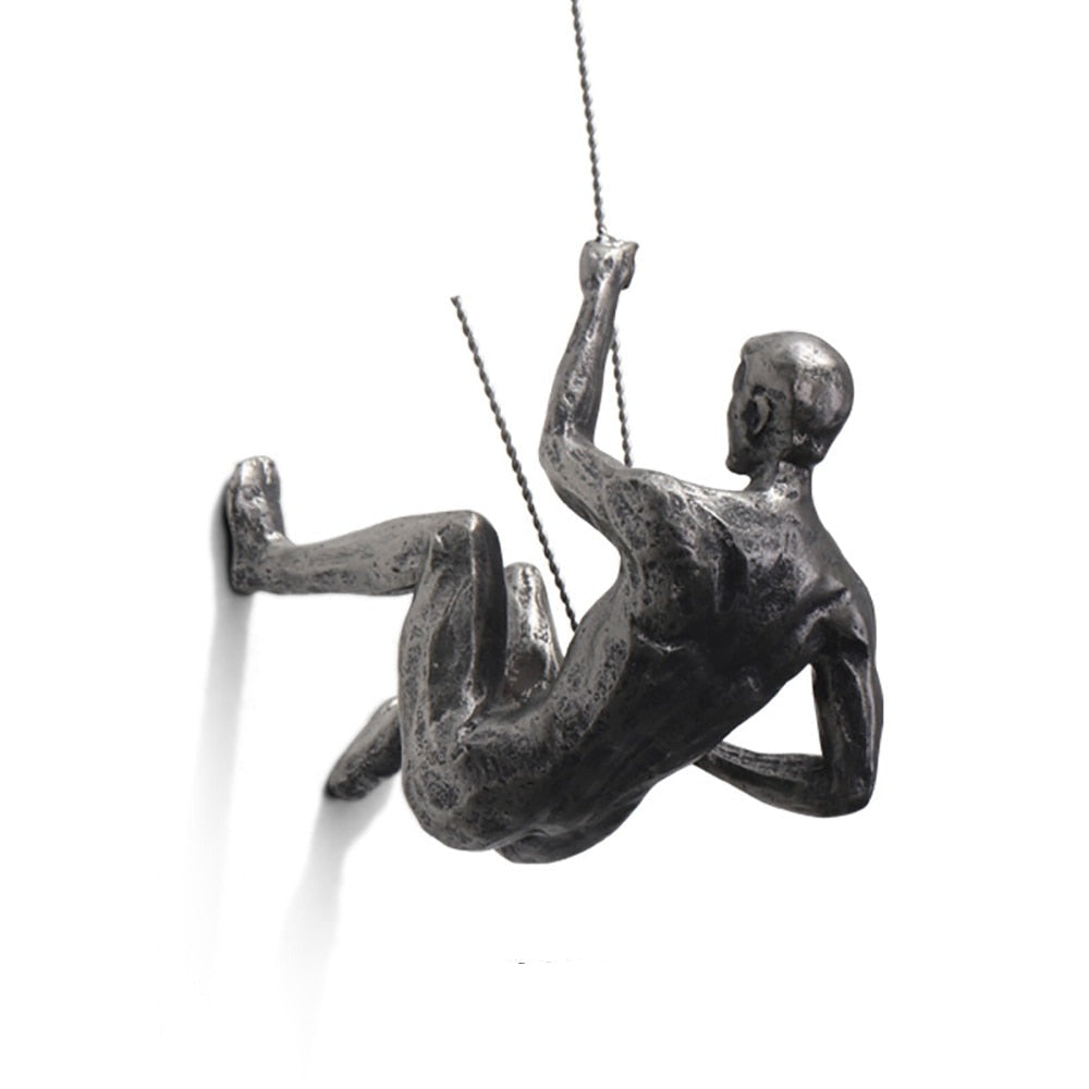 Klimmende Man Wandkunst | Hangend | Metaal | Wanddecoratie voor Woonkamer | Wanddecoratie-Boutique Moda