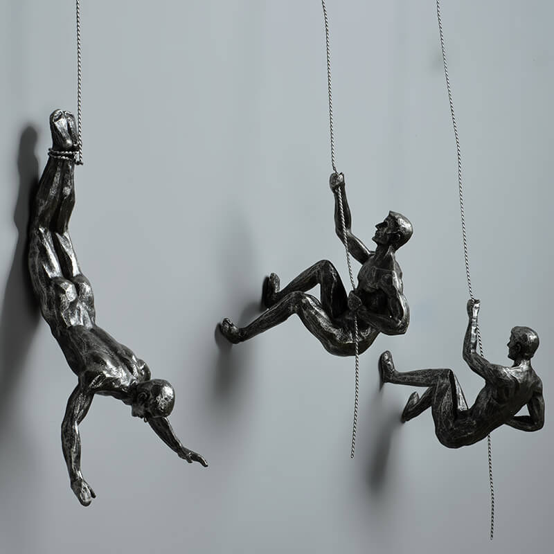 Klimmende Man Wandkunst | Hangend | Metaal | Wanddecoratie voor Woonkamer | Wanddecoratie-Boutique Moda