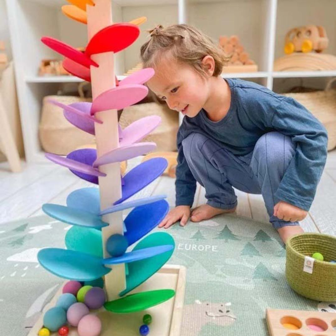 Knikkerbaan - Kleurrijk - Toren - Houten speelgoed - Kinderspeelgoed-Boutique Moda