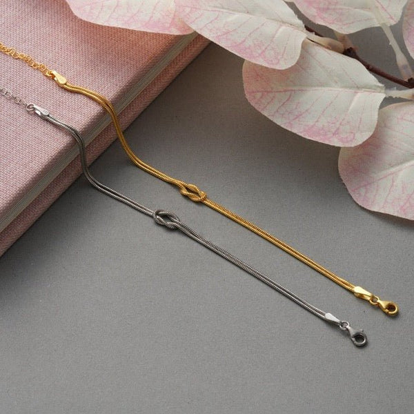 Knooparmband - Minimalistische zilveren en gouden armband voor dames-Boutique Moda