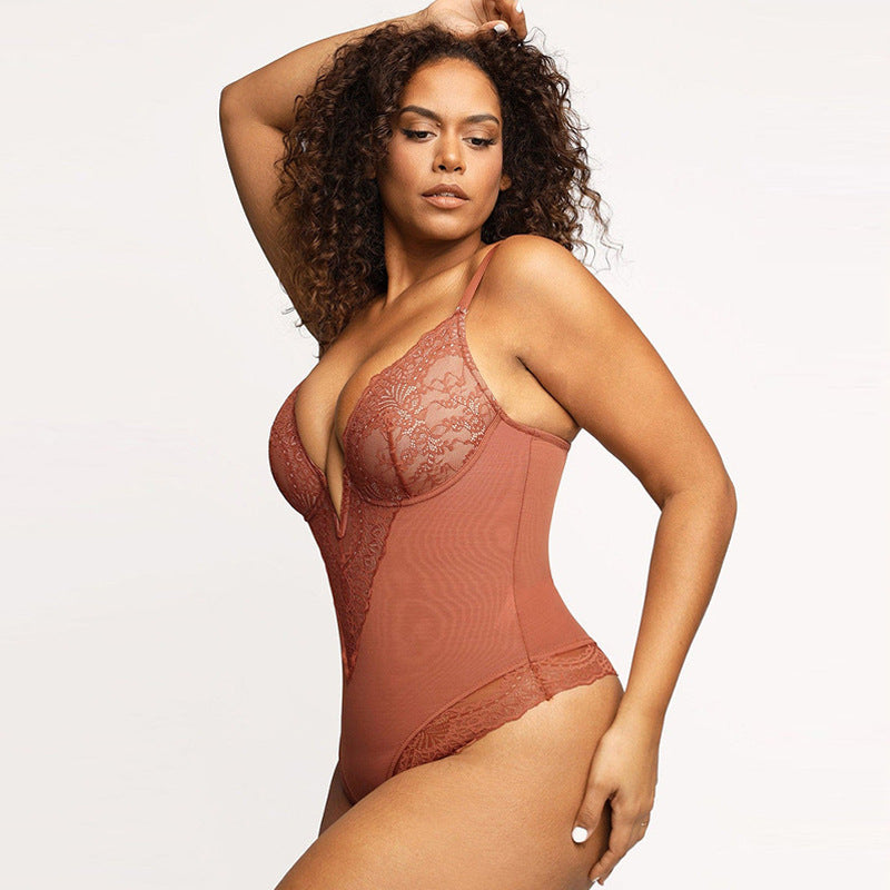 Korset Bodysuit - Verstelbare Bandjes - V-Hals - Kanten Bodysuit - Shapewear-Boutique Moda