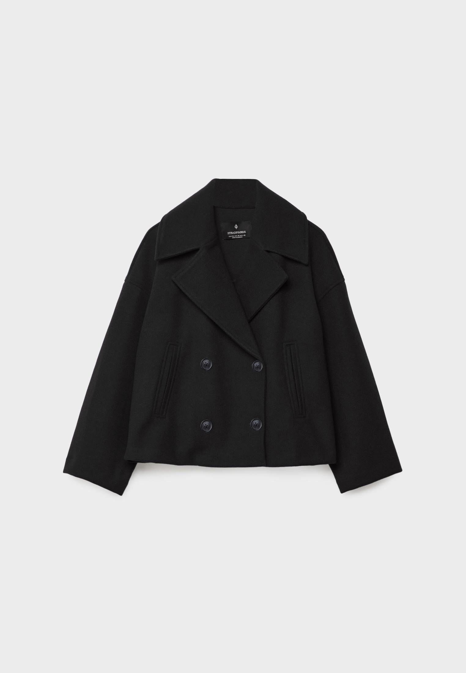 Korte trenchcoat - Dames loose fit korte trenchcoat met twee rijen knopen-Boutique Moda