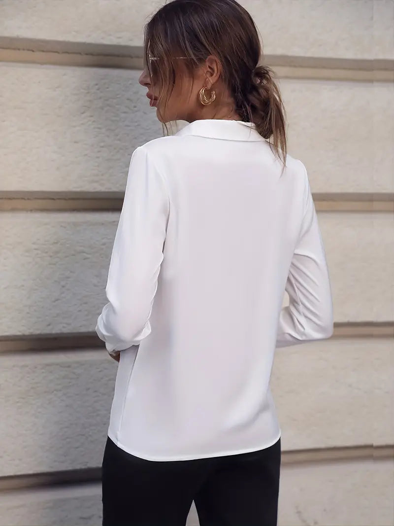 Kraagblouse - Elegant - Lange Mouw - Formele Overhemden - Werkblouses voor Vrouwen-Boutique Moda