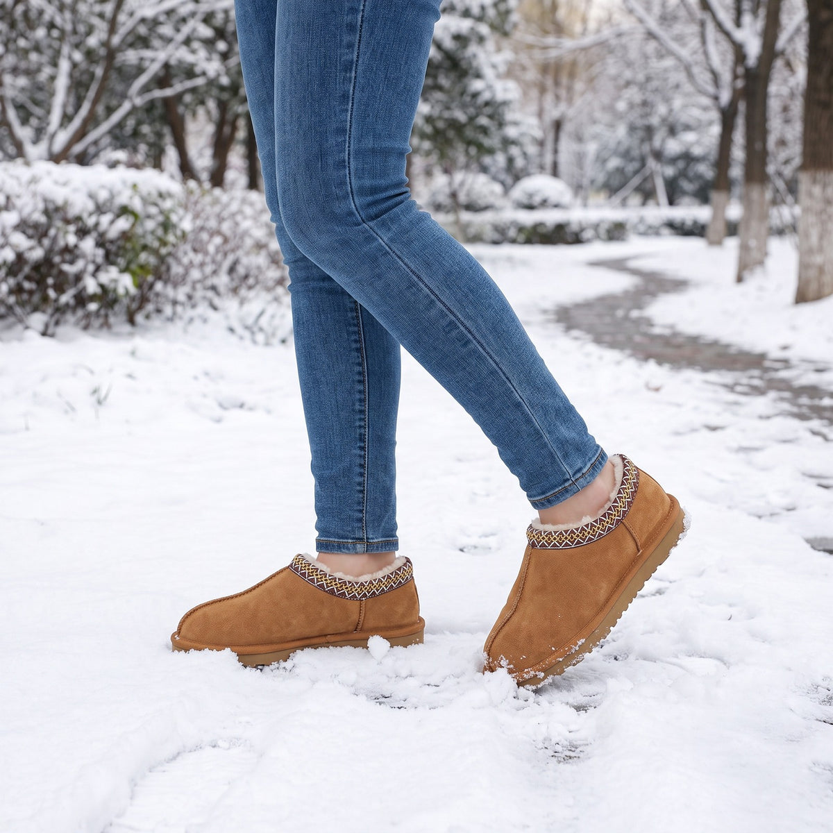 Winterschoenen, gedragen