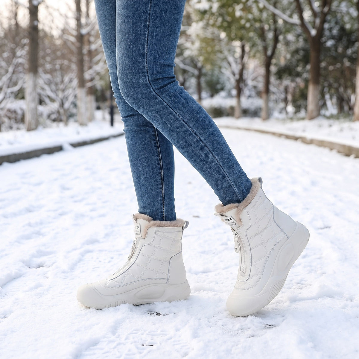 Sneeuwlaarzen, gedragen