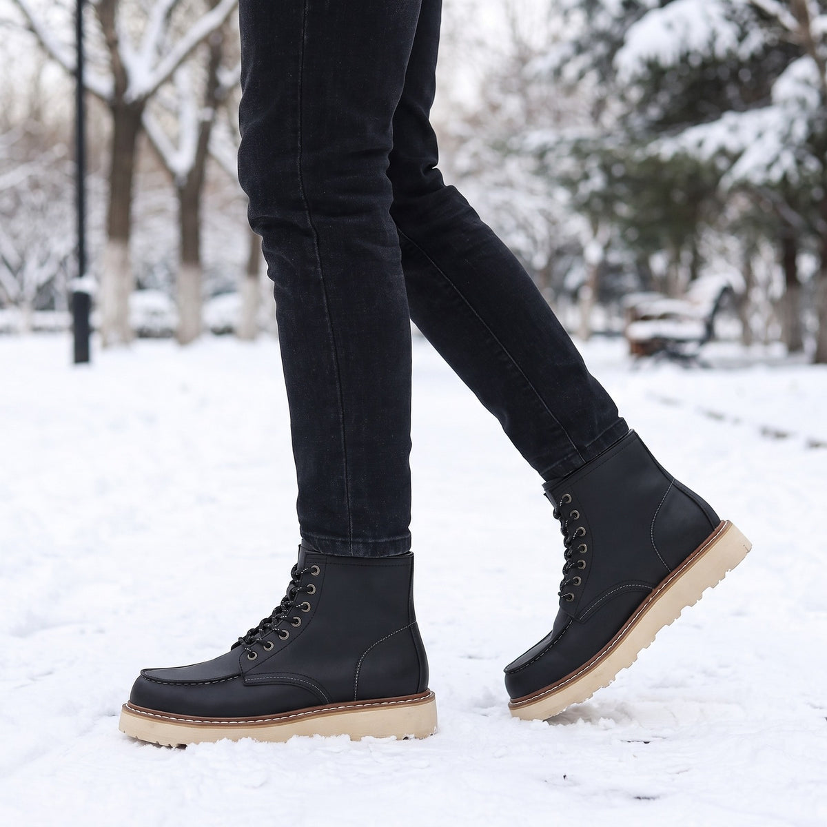 Winterlaarzen, gedragen