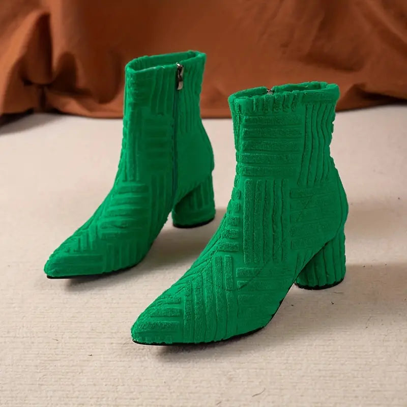 Laarzen met hak - Dameslaarzen met rits en dikke hak-Boutique Moda