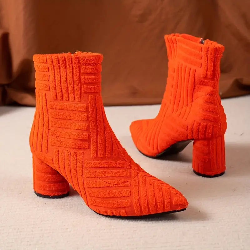 Laarzen met hak - Dameslaarzen met rits en dikke hak-Boutique Moda