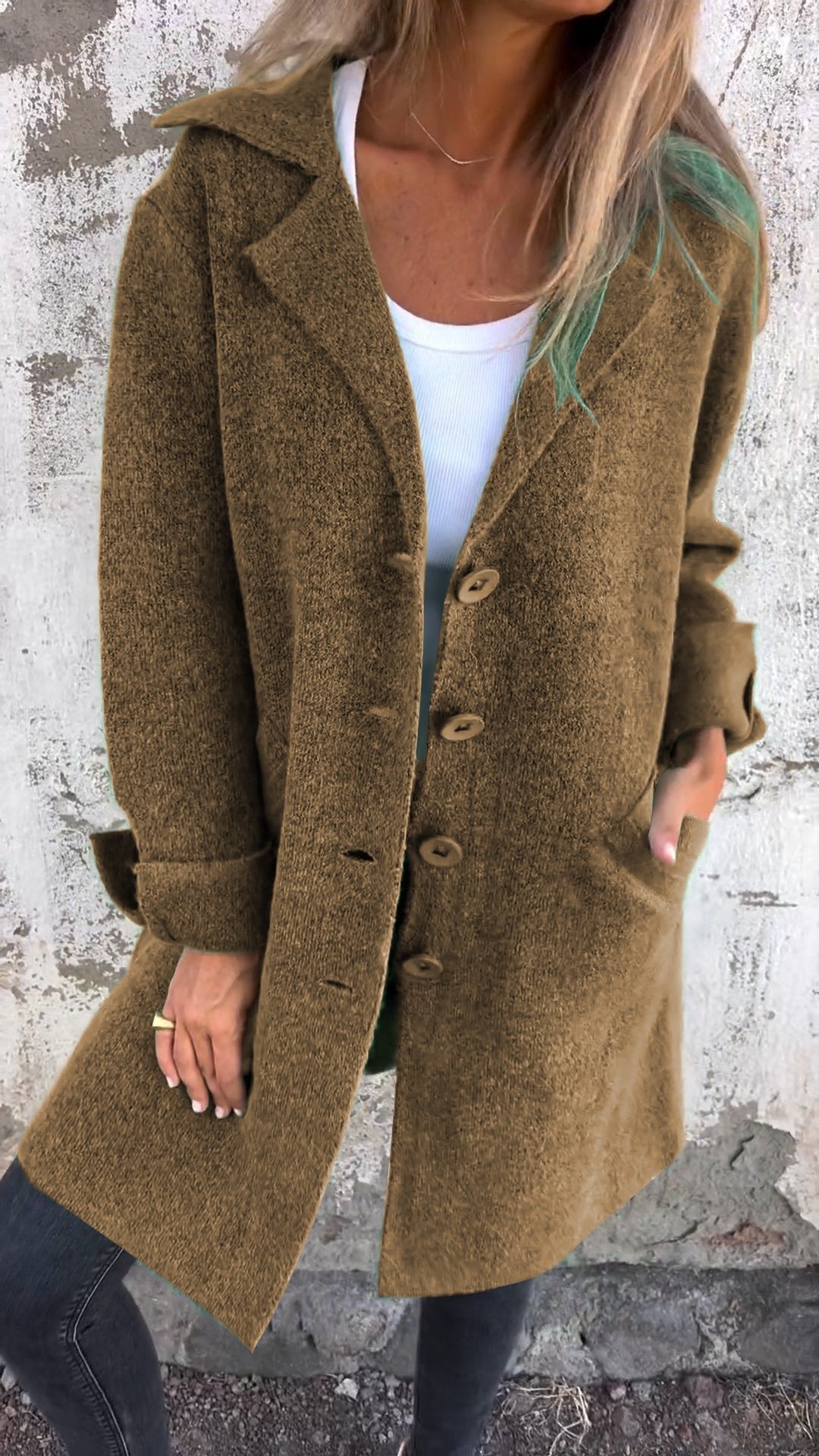 Lang vest - Button-Up - Gebreid - Vestjasje - Dameskleding-Boutique Moda