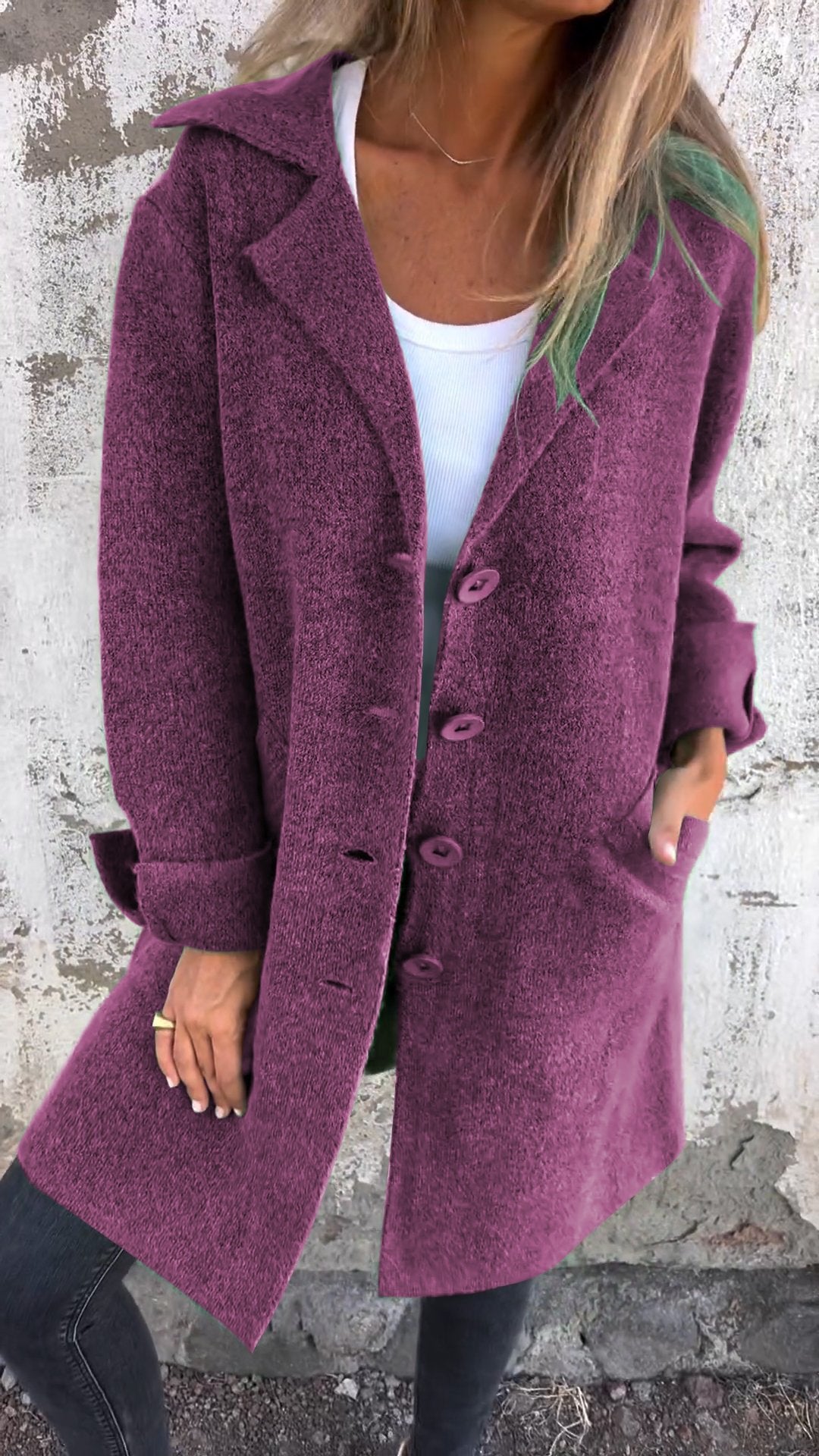 Lang vest - Button-Up - Gebreid - Vestjasje - Dameskleding-Boutique Moda